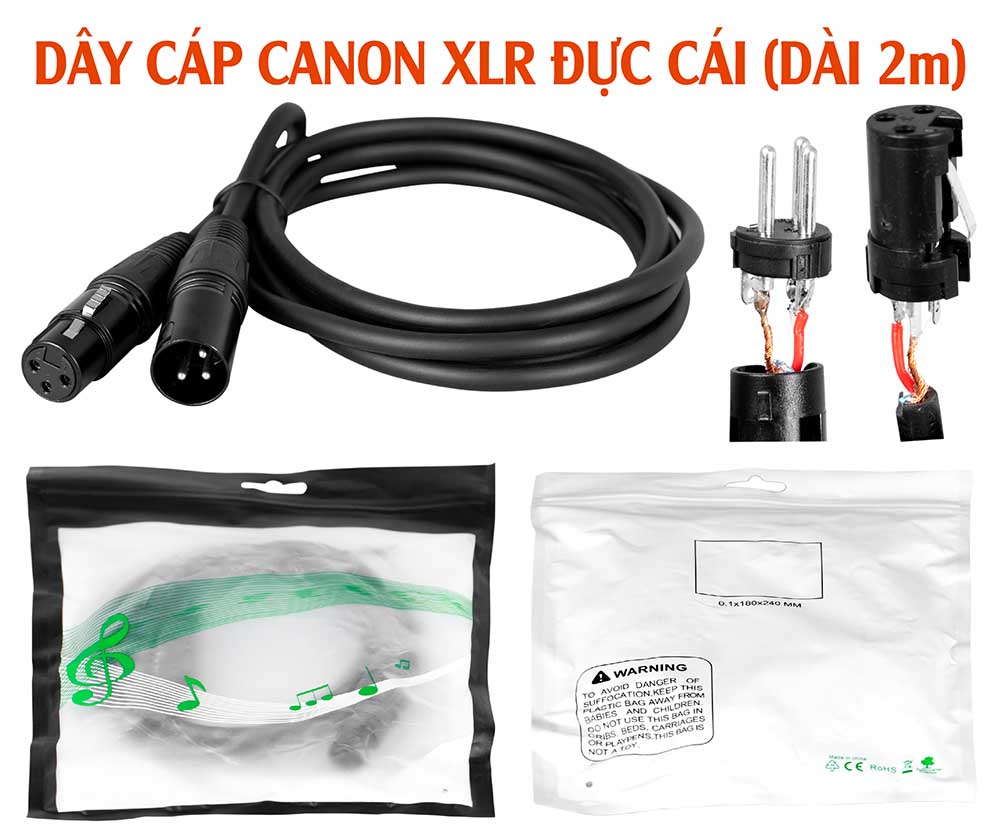 DÂY CÁP CANON XLR ĐỰC CÁI (DÀI 2m)