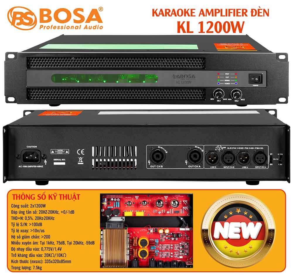 Amplifier karaoke đèn bosa KL 1200W