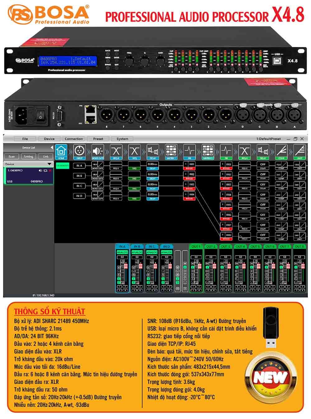 PROFESSIONAL AUDIO PROCESSOR BOSA X4.8