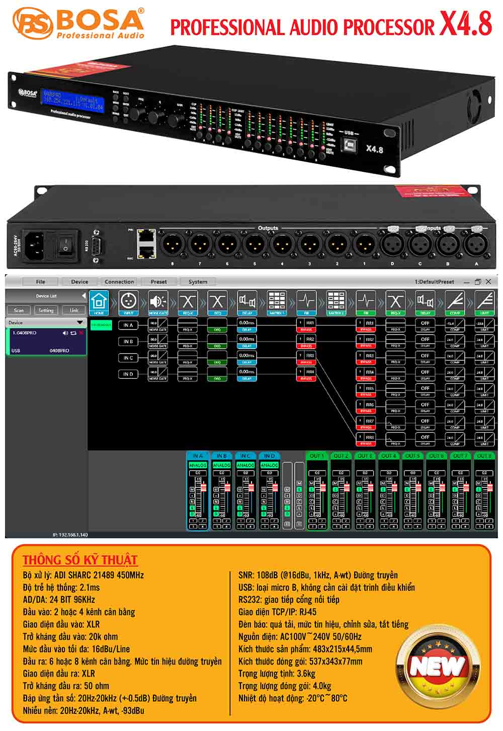 PROFESSIONAL AUDIO PROCESSOR BOSA X4.8