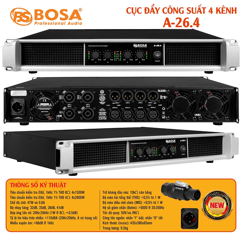Main cục đẩy công suất 4 kênh bosa A-26.4