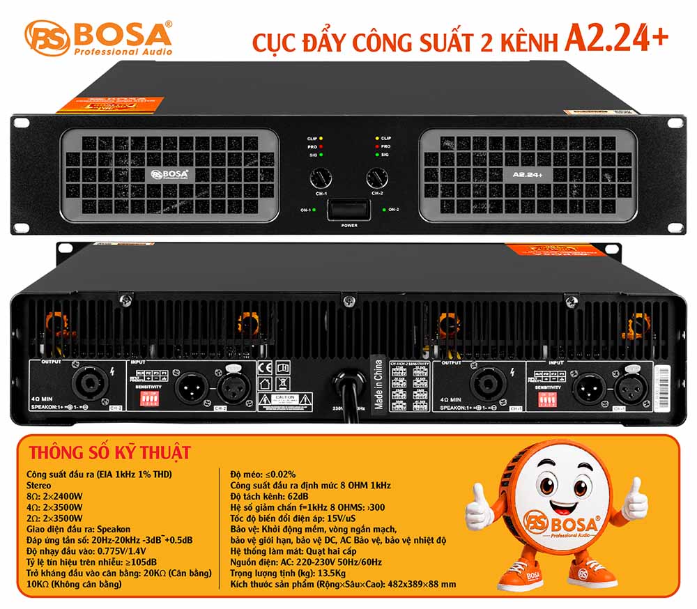Cục đẩy công suất 2 kênh bosa A2.24+