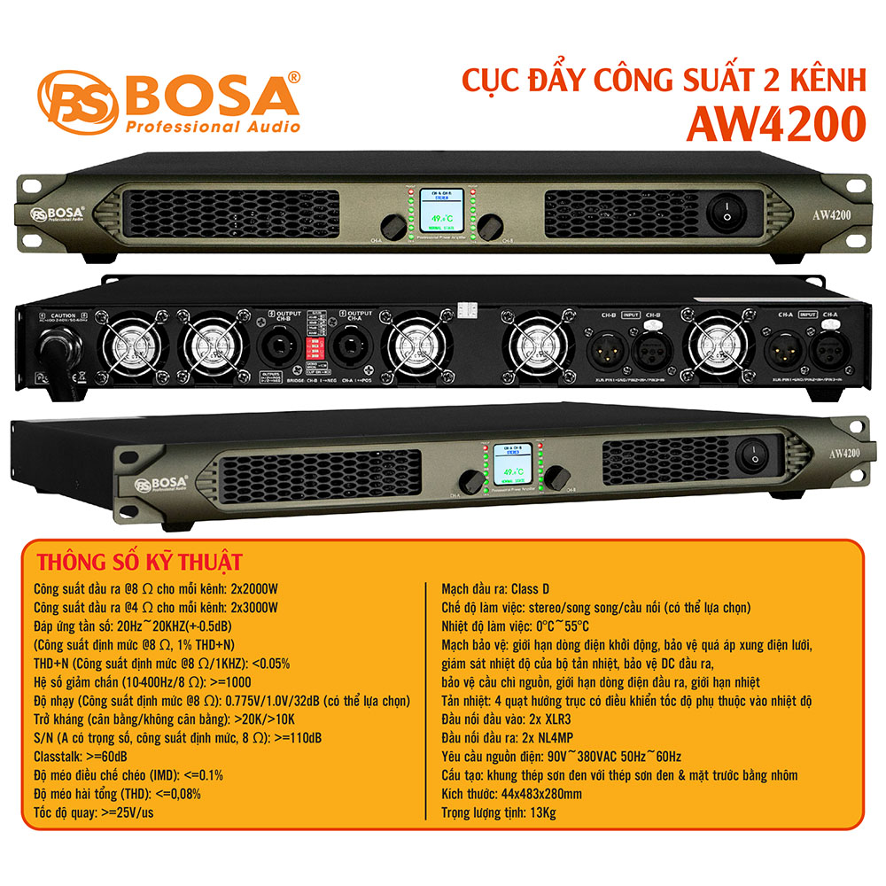 CỤC ĐẨY CÔNG SUẤT 2 KÊNH BOSA AW4200