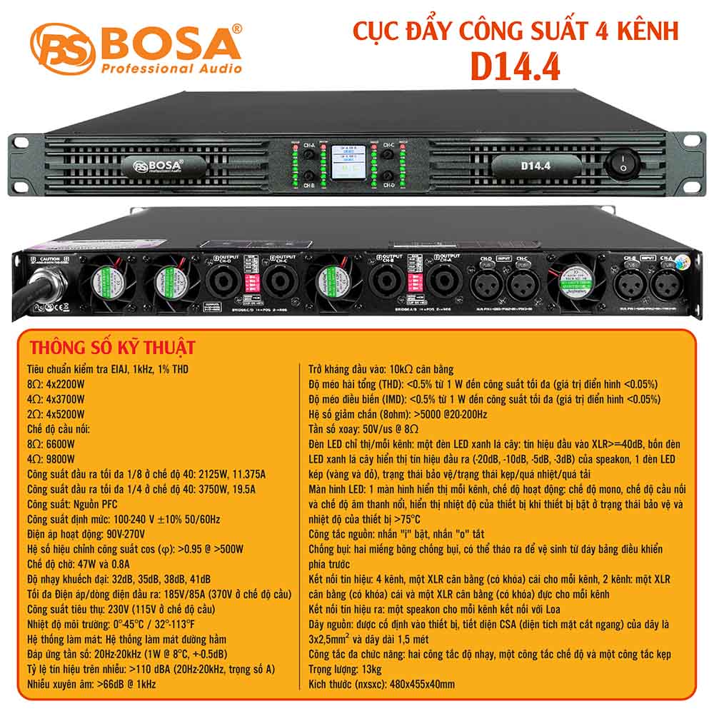 Main cục đẩy công suất 4 kênh bosa D14.4