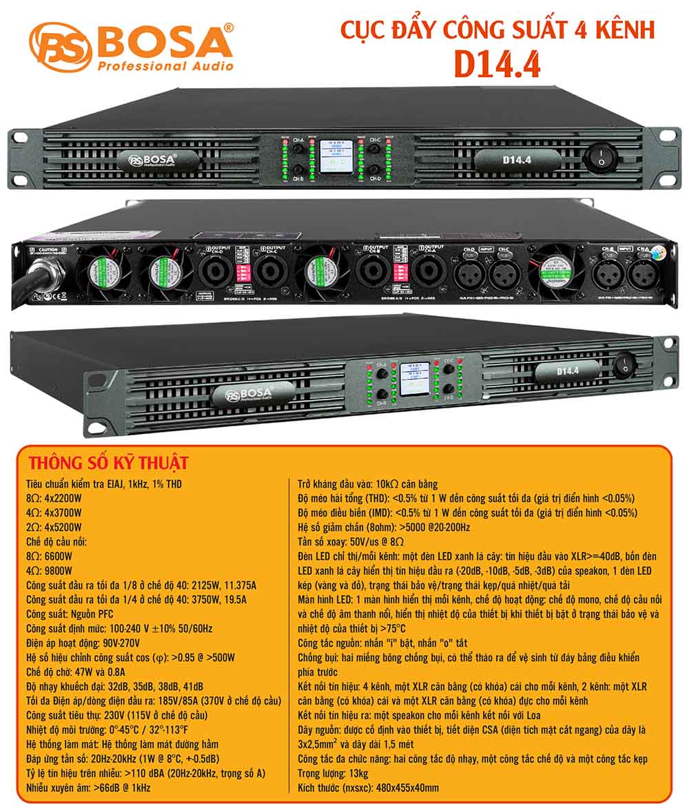 Main cục đẩy công suất 4 kênh bosa D14.4