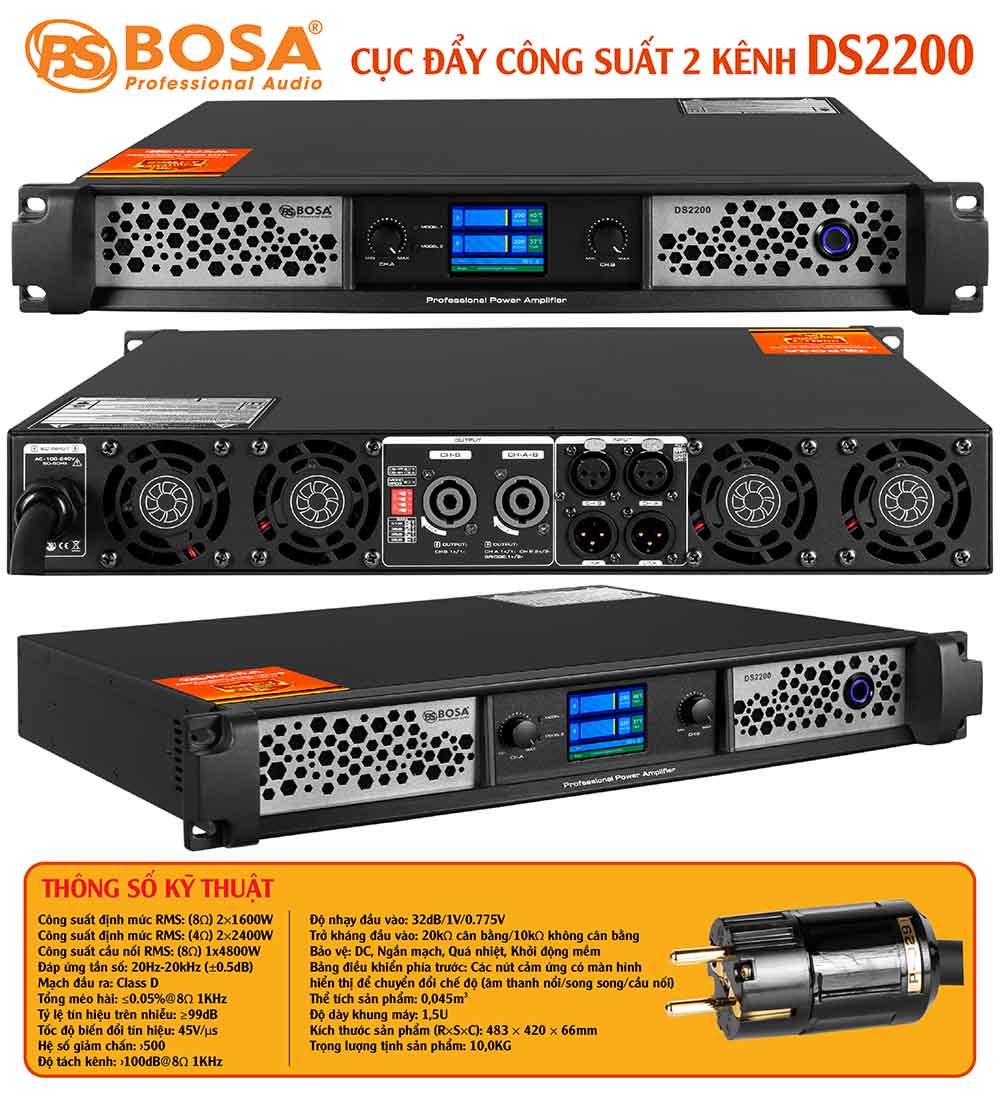 Cục đẩy công suất 2 kênh bosa DS2200