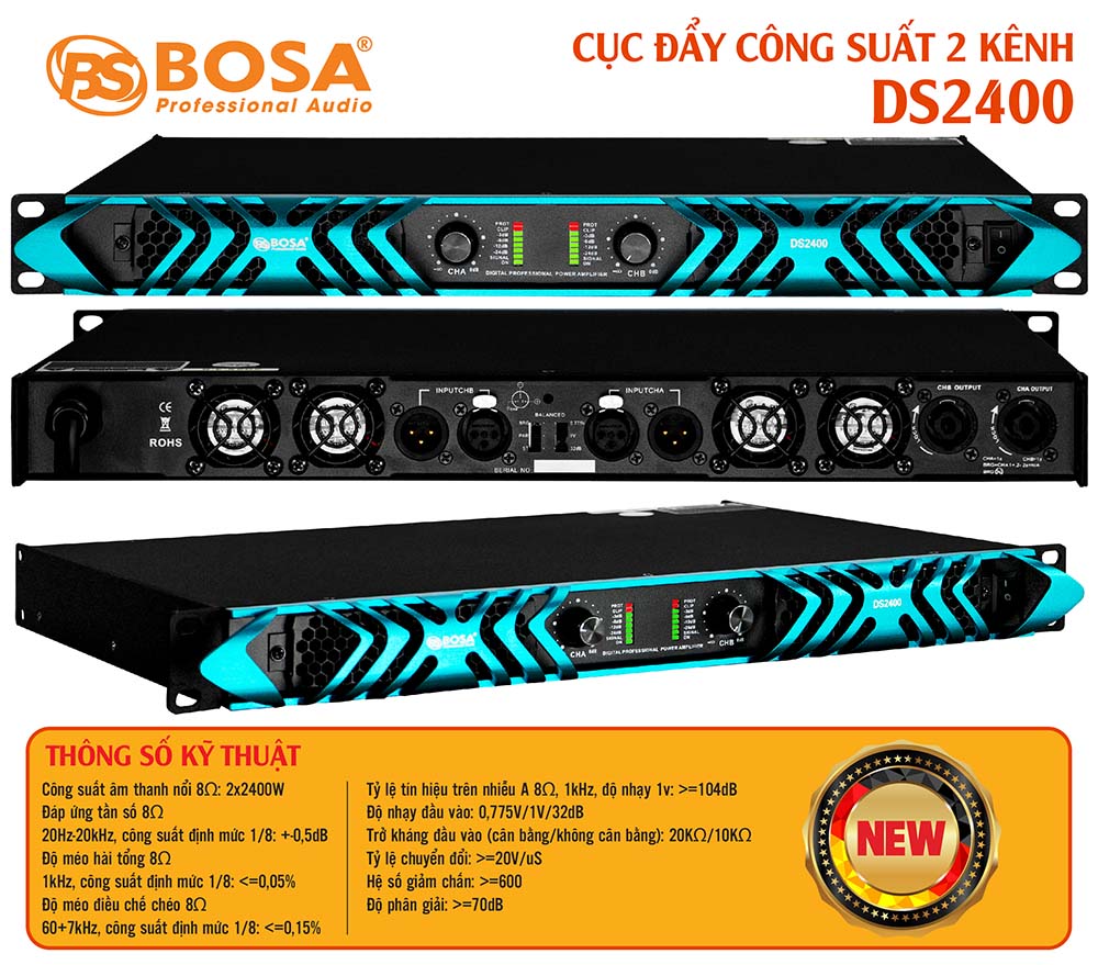 Cục đẩy công suất 2 kênh bosa DS2400