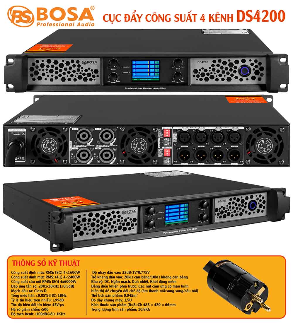 Cục đẩy công suất 4 kênh bosa DS4200