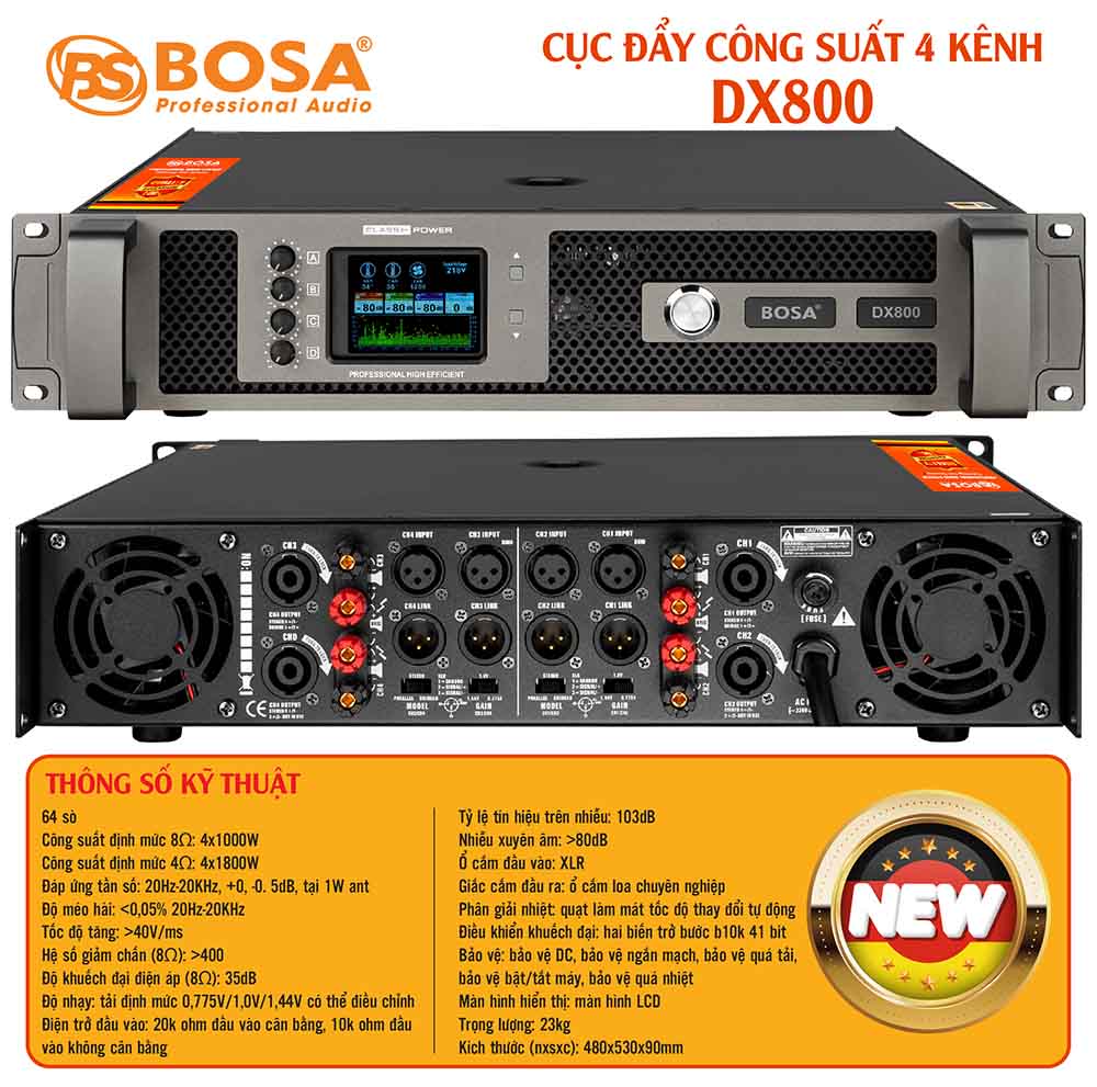 Main cục đẩy công suất 4 kênh bosa DX800