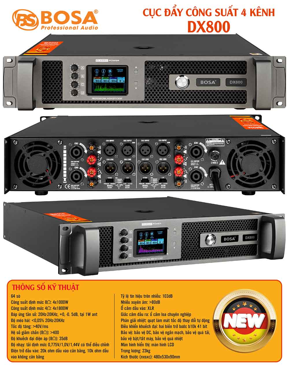 Main cục đẩy công suất 4 kênh bosa DX800