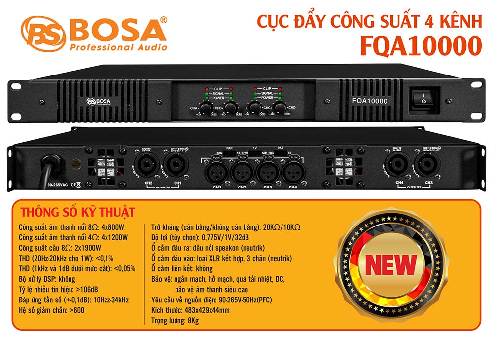 Cục đẩy công suất 4 kênh bosa FQA10000