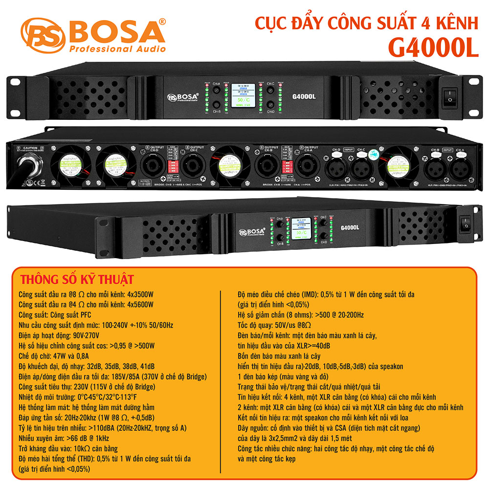CỤC ĐẨY CÔNG SUẤT 4 KÊNH BOSA G4000L