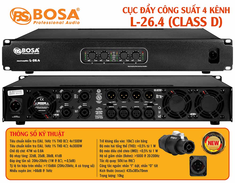 Main cục đẩy công suất 4 kênh bosa L-26.4