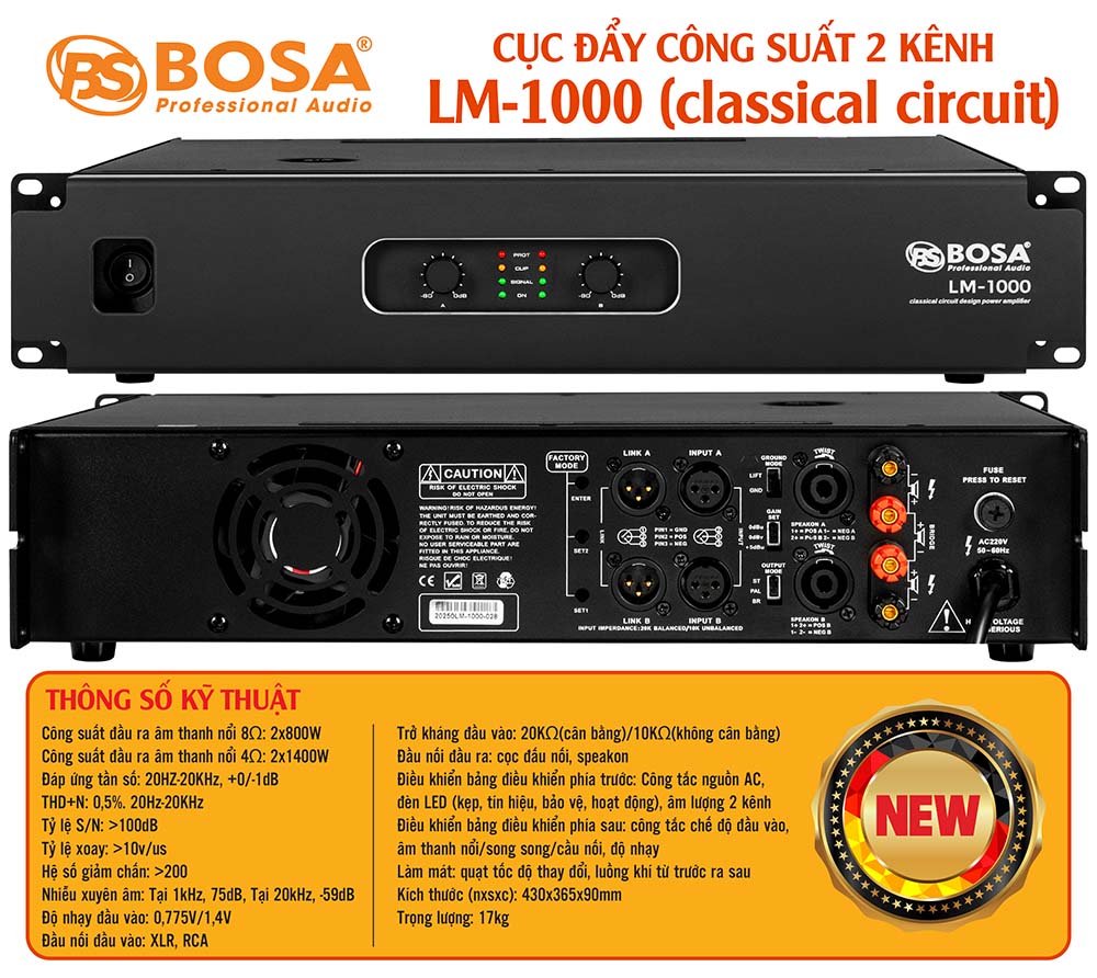 Main cục đẩy công suất 2 kênh bosa LM-1000