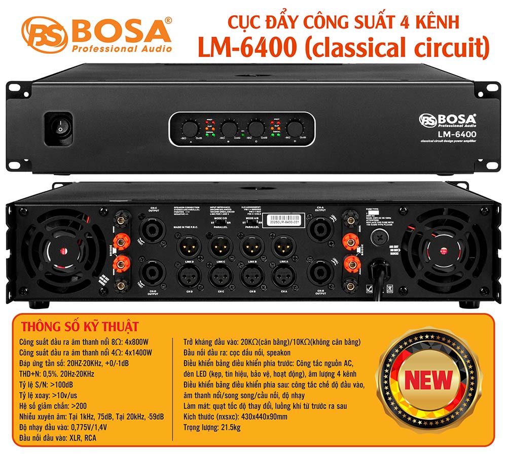 Main cục đẩy công suất 4 kênh bosa LM-6400