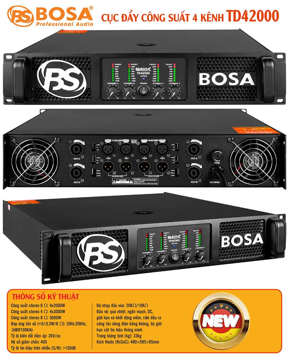 Main cục đẩy công suất 4 kênh bosa TD42000