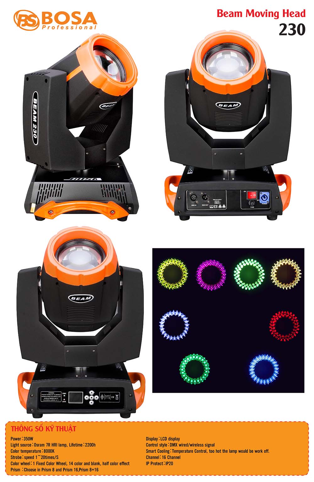 Đèn beam moving head bosa 230 cam