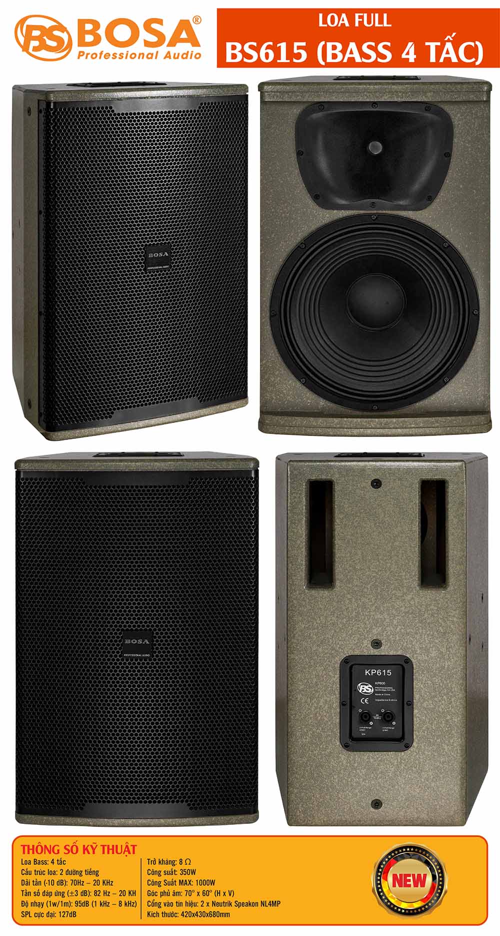 Loa full karaoke bosa BS615 (BASS 4 TẤC)