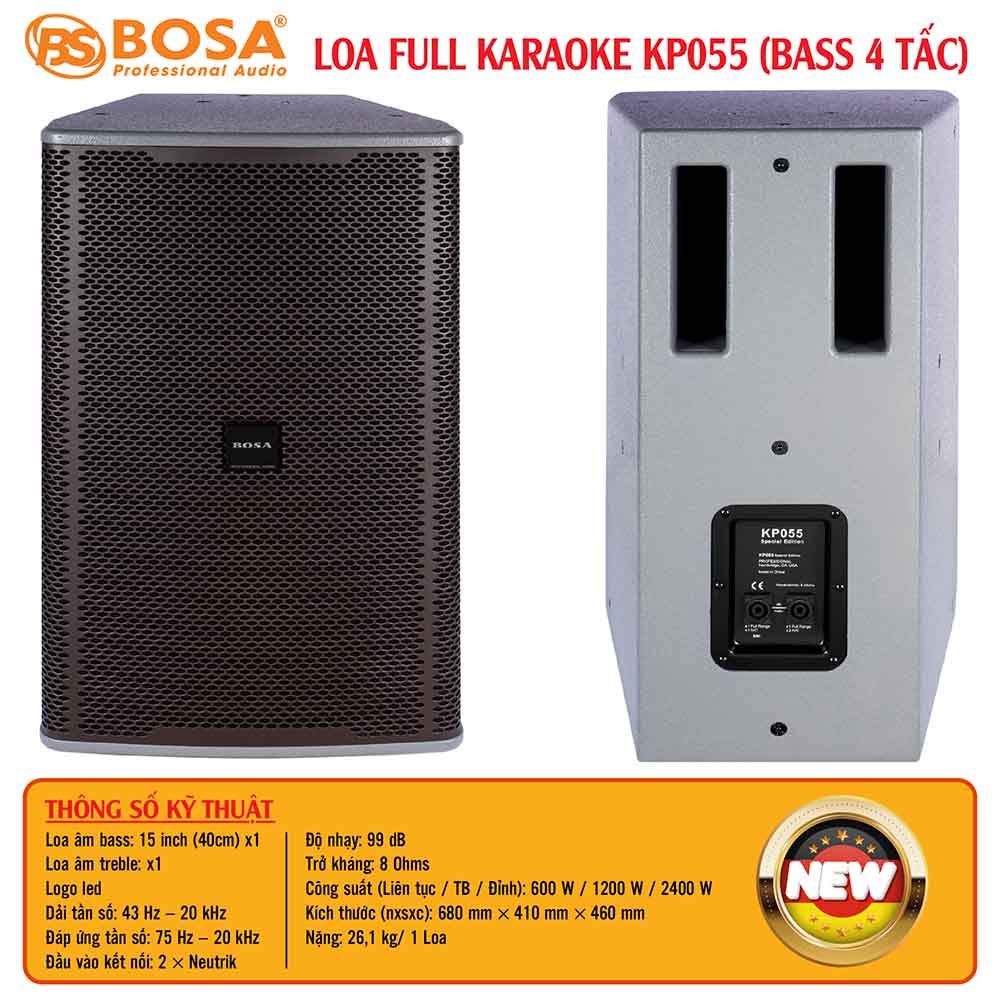 Loa full karaoke bosa KP055 (Bass 4 tấc) xám xanh