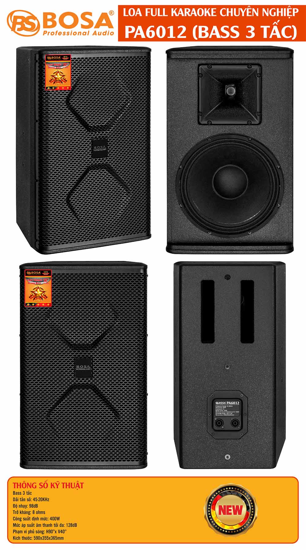 LOA FULL KARAOKE BOSA PA6012 (BASS 3 TẤC)
