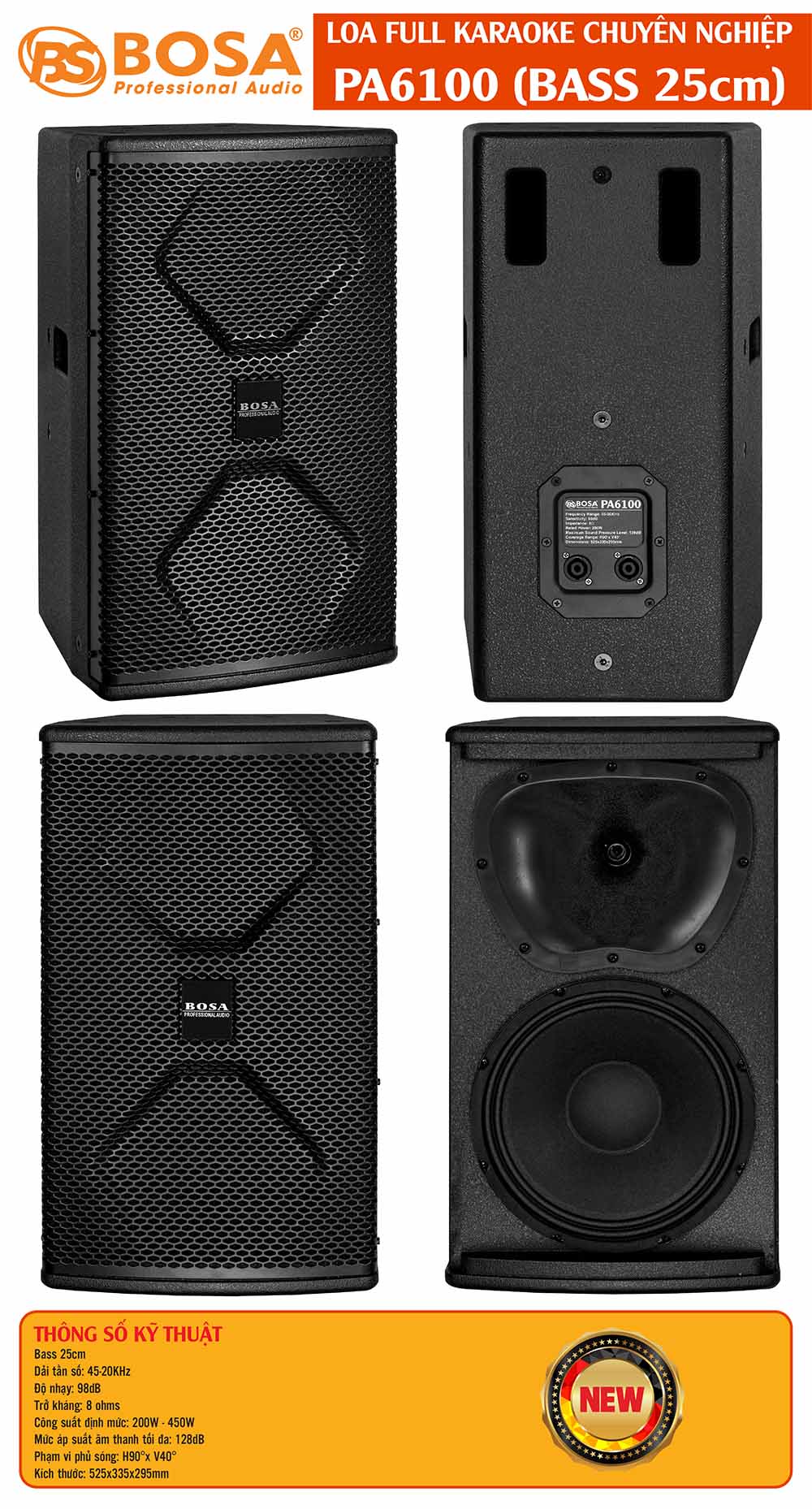 LOA FULL KARAOKE BOSA PA6100 (BASS 25cm)