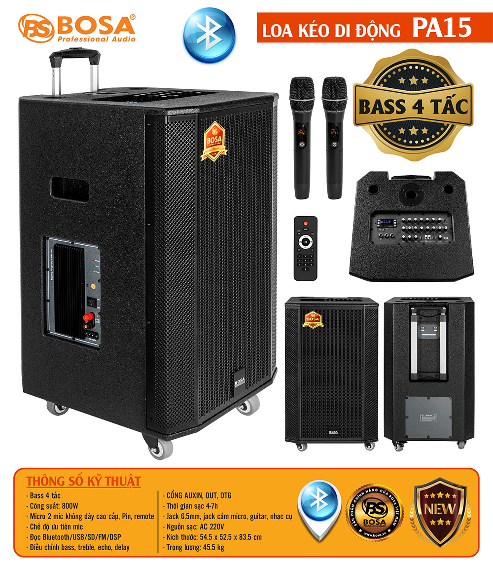 LOA KÉO DI ĐỘNG BOSA PA15