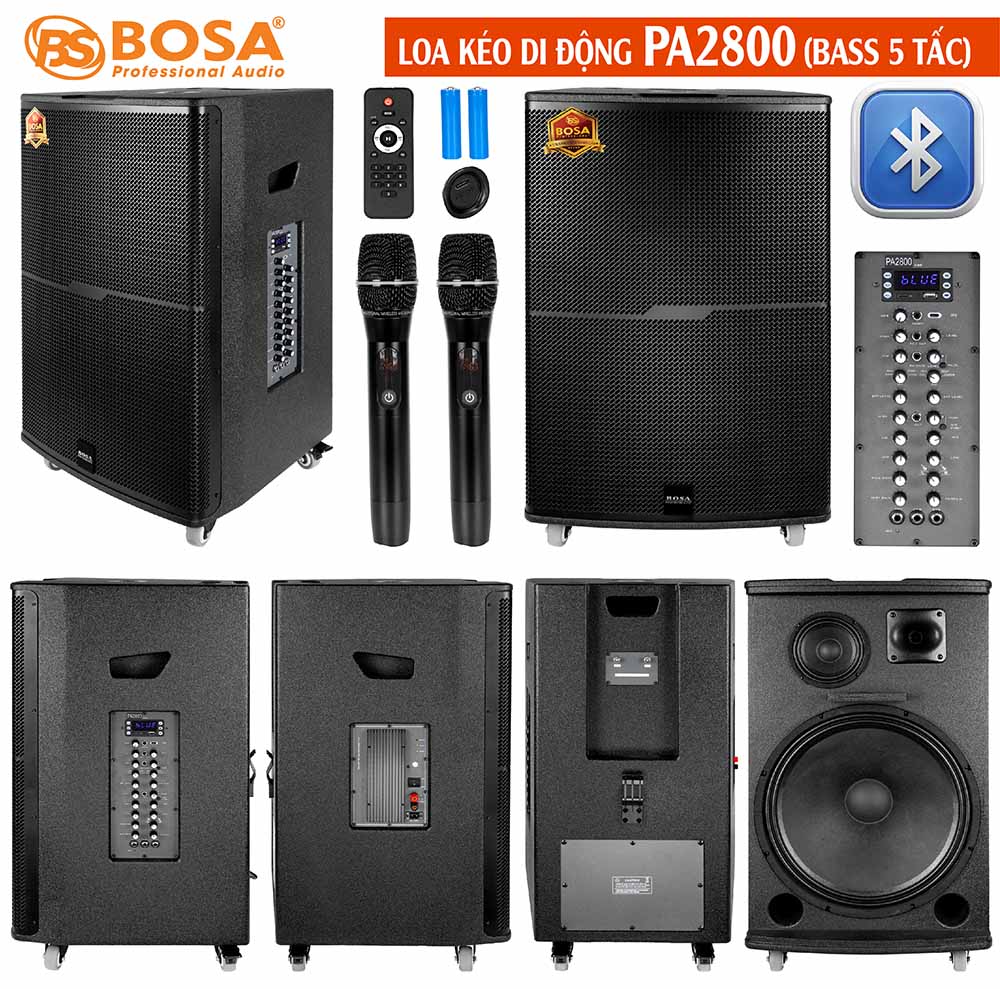 Loa kéo di động bosa PA2800 (Bass 5 tấc)