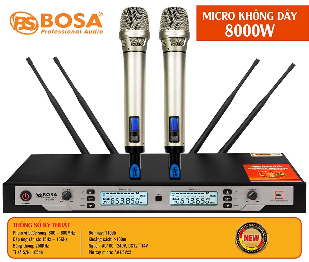 Micro không dây bosa 8000W