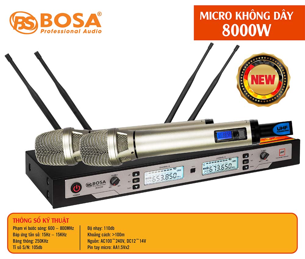 Micro không dây bosa 8000W