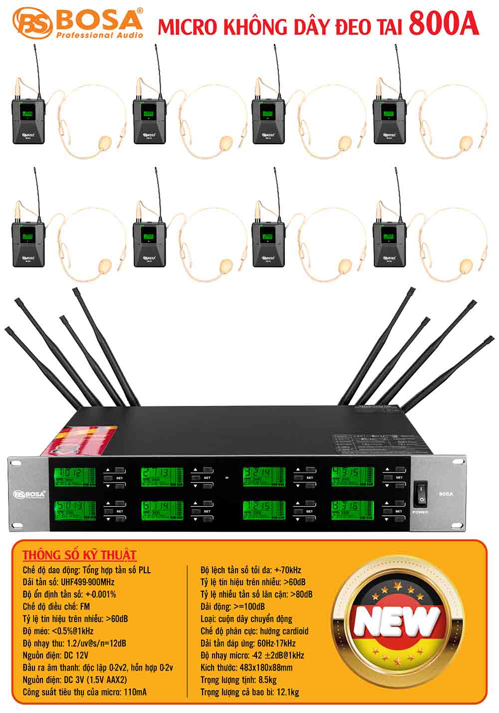 Micro không dây đeo tai bosa 800A