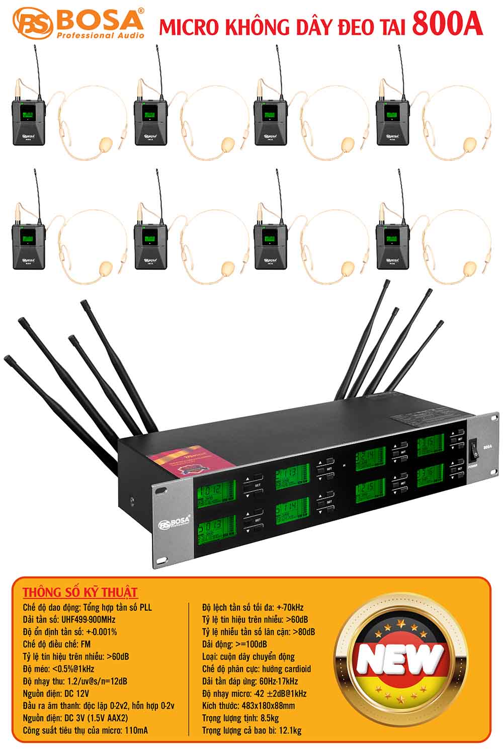Micro không dây đeo tai bosa 800A