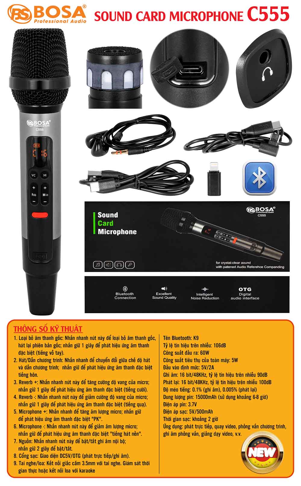 Sound card microphone bosa C555