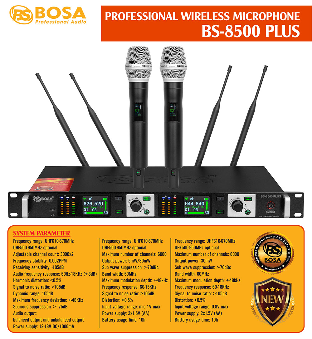 MICRO KHÔNG DÂY CHUYÊN NGHIỆP BS-8500 PLUS