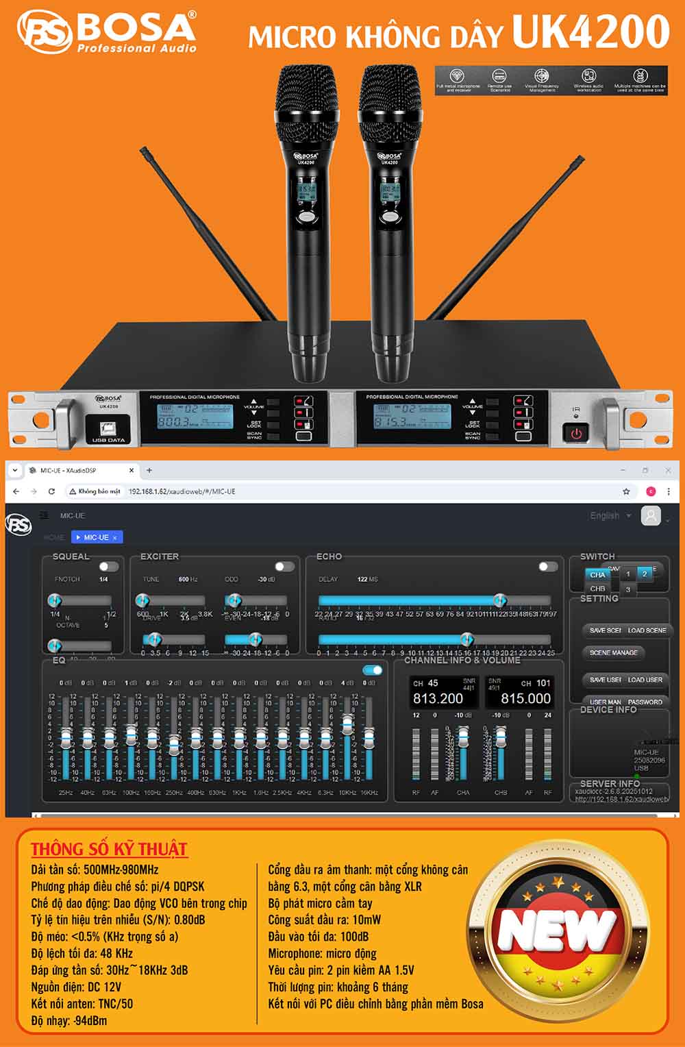 MIcro không dây bosa UK4200