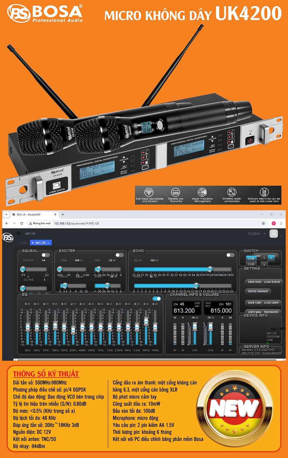MIcro không dây bosa UK4200