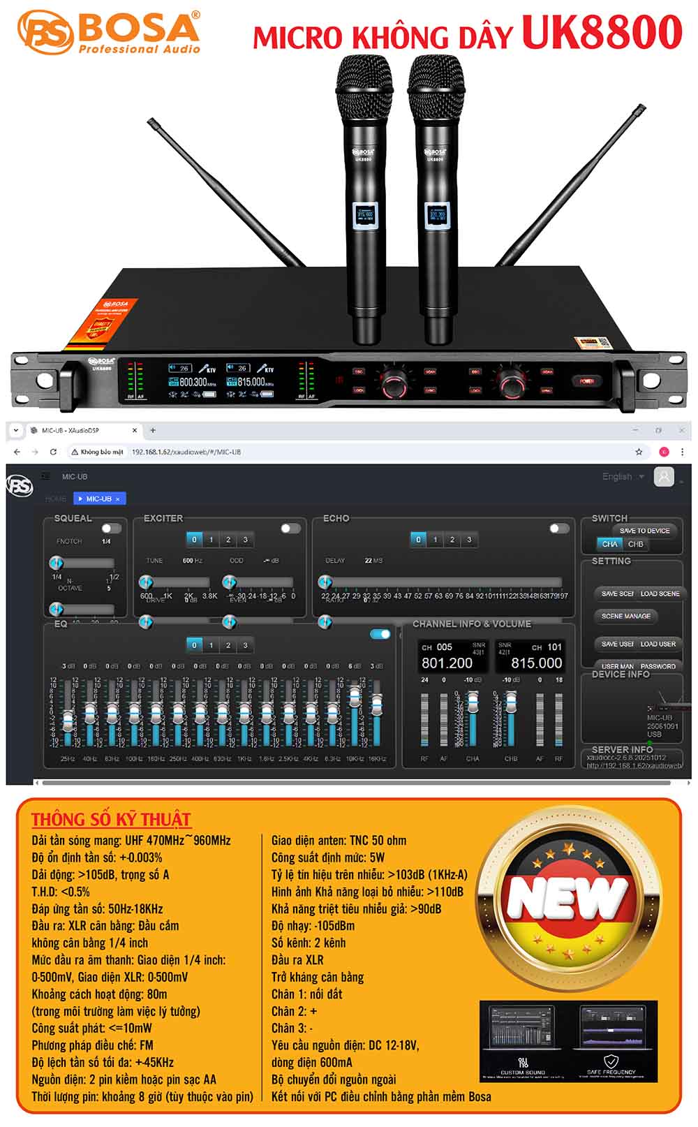 Micro không dây bosa UK8800