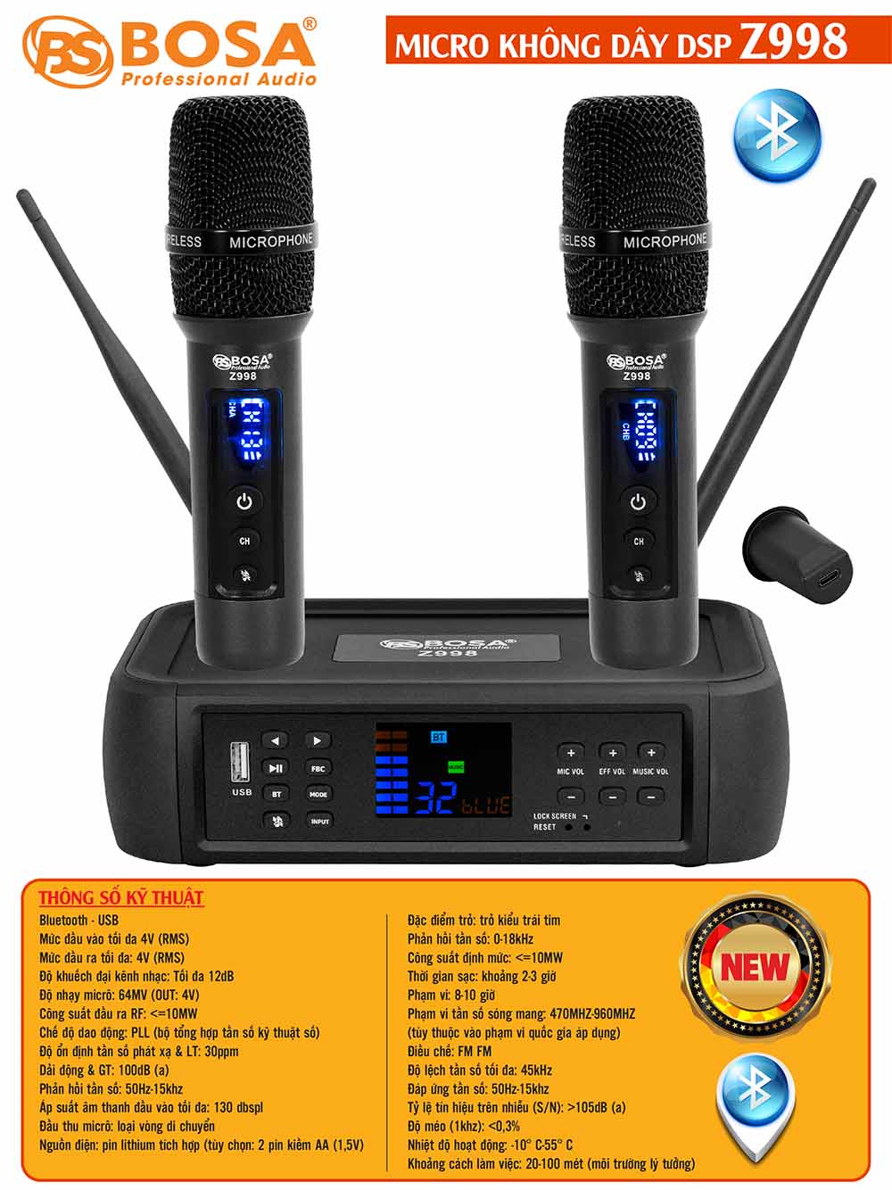 Micro không dây 3 in 1 bosa Z998