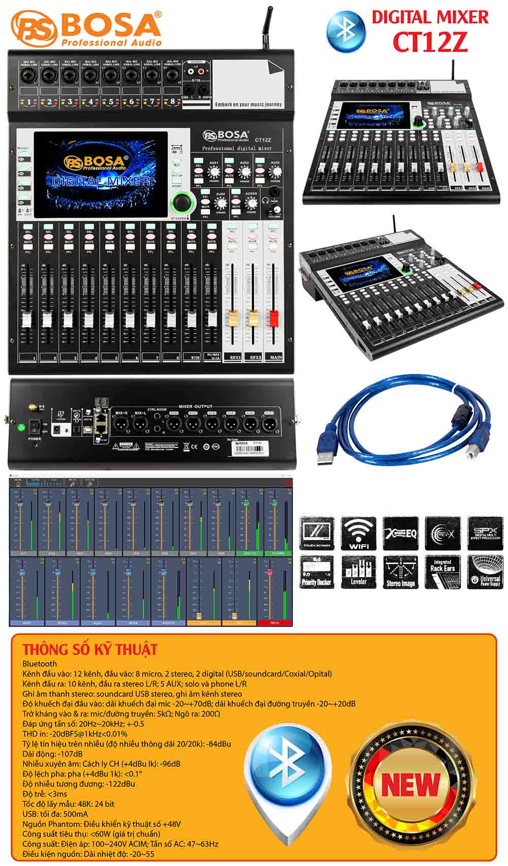 Digital mixer bosa CT12Z - bluetooth