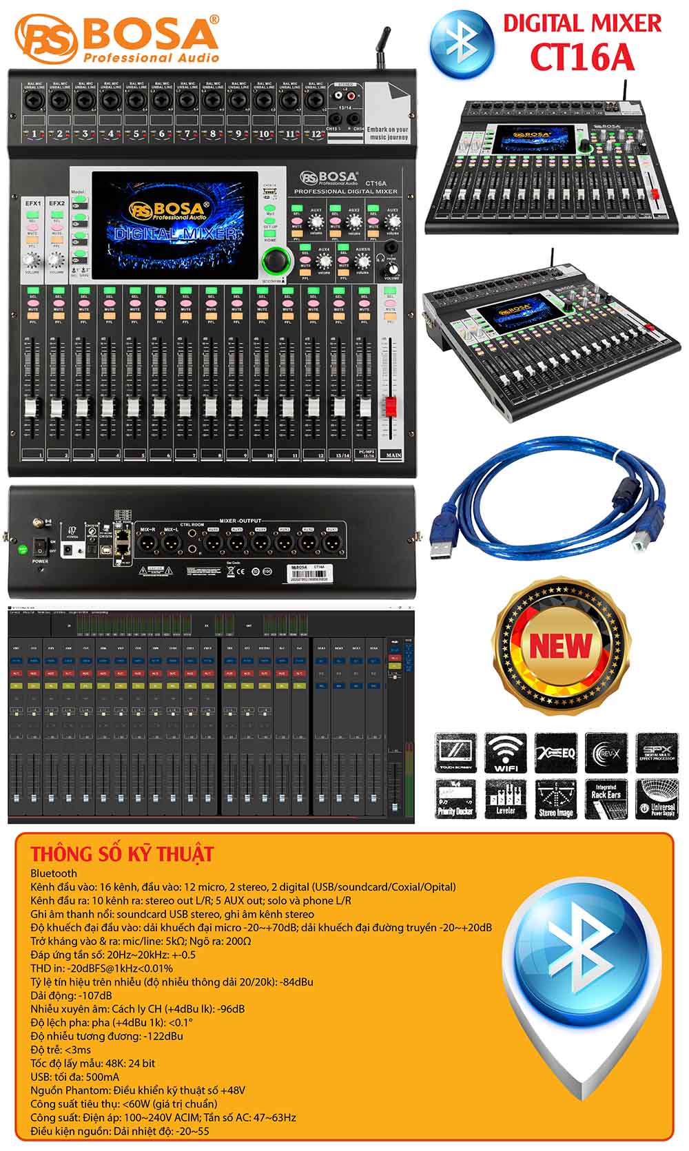 Digital mixer bosa CT16A - bluetooth