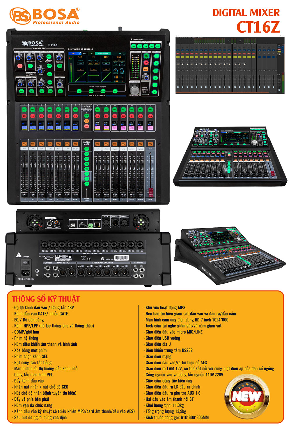 Bàn mixer digital bosa CT16Z new