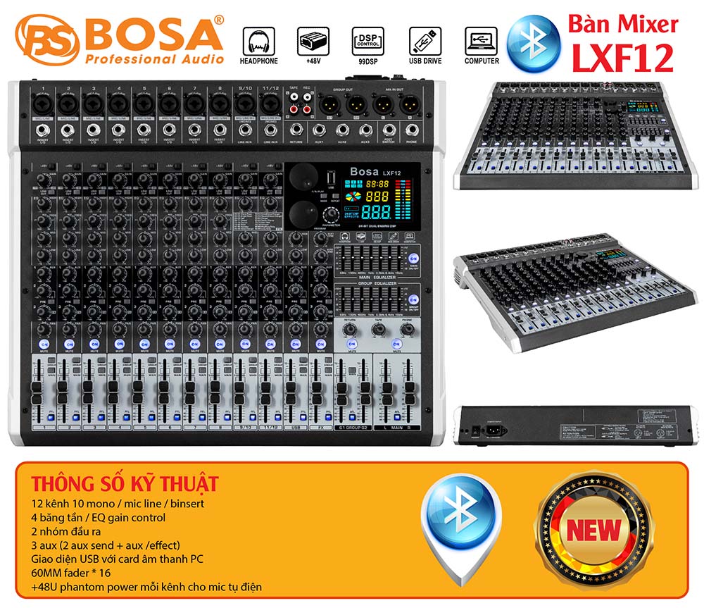 Bàn mixer bosa LXF12 bluetoooth