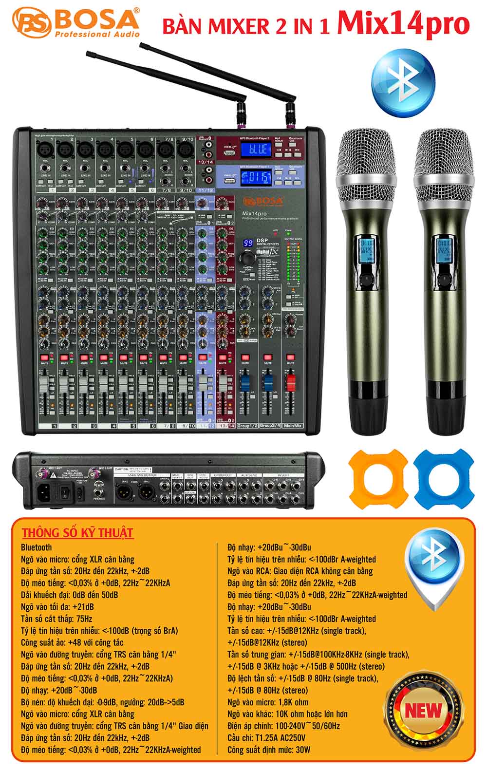 Mixer 2 in 1 bosa Mix 14pro bluetooth