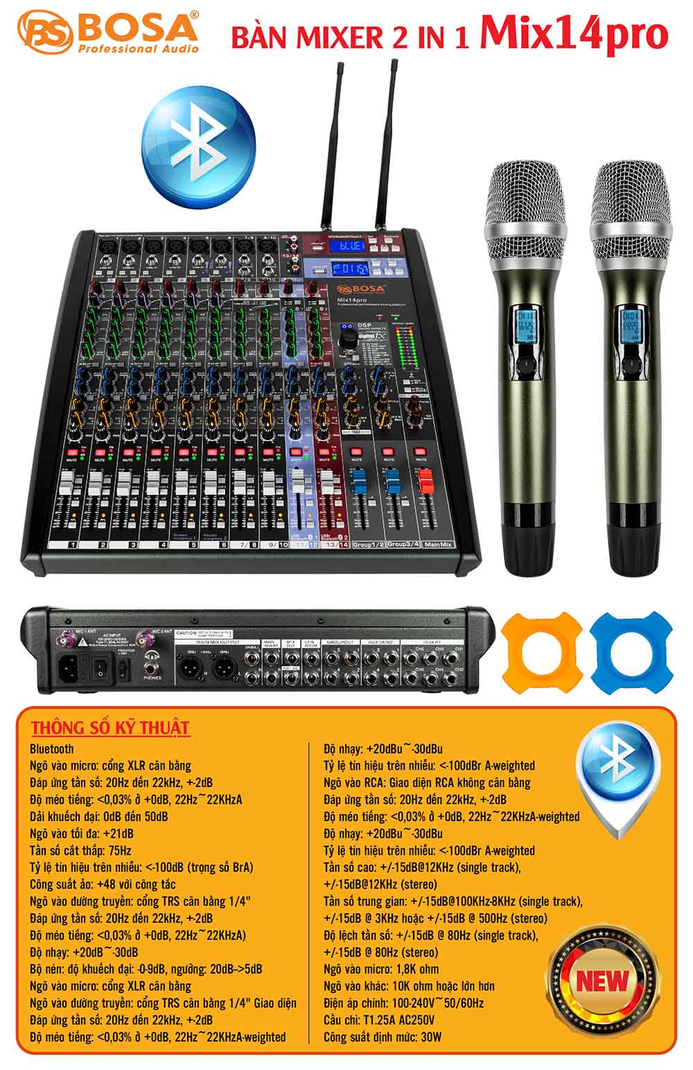 Mixer 2 in 1 bosa Mix 14pro bluetooth