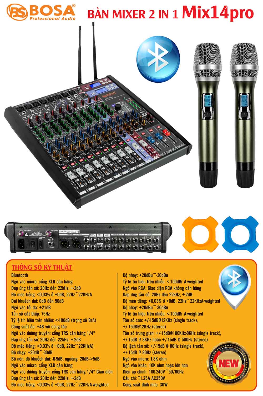 Mixer 2 in 1 bosa Mix 14pro bluetooth