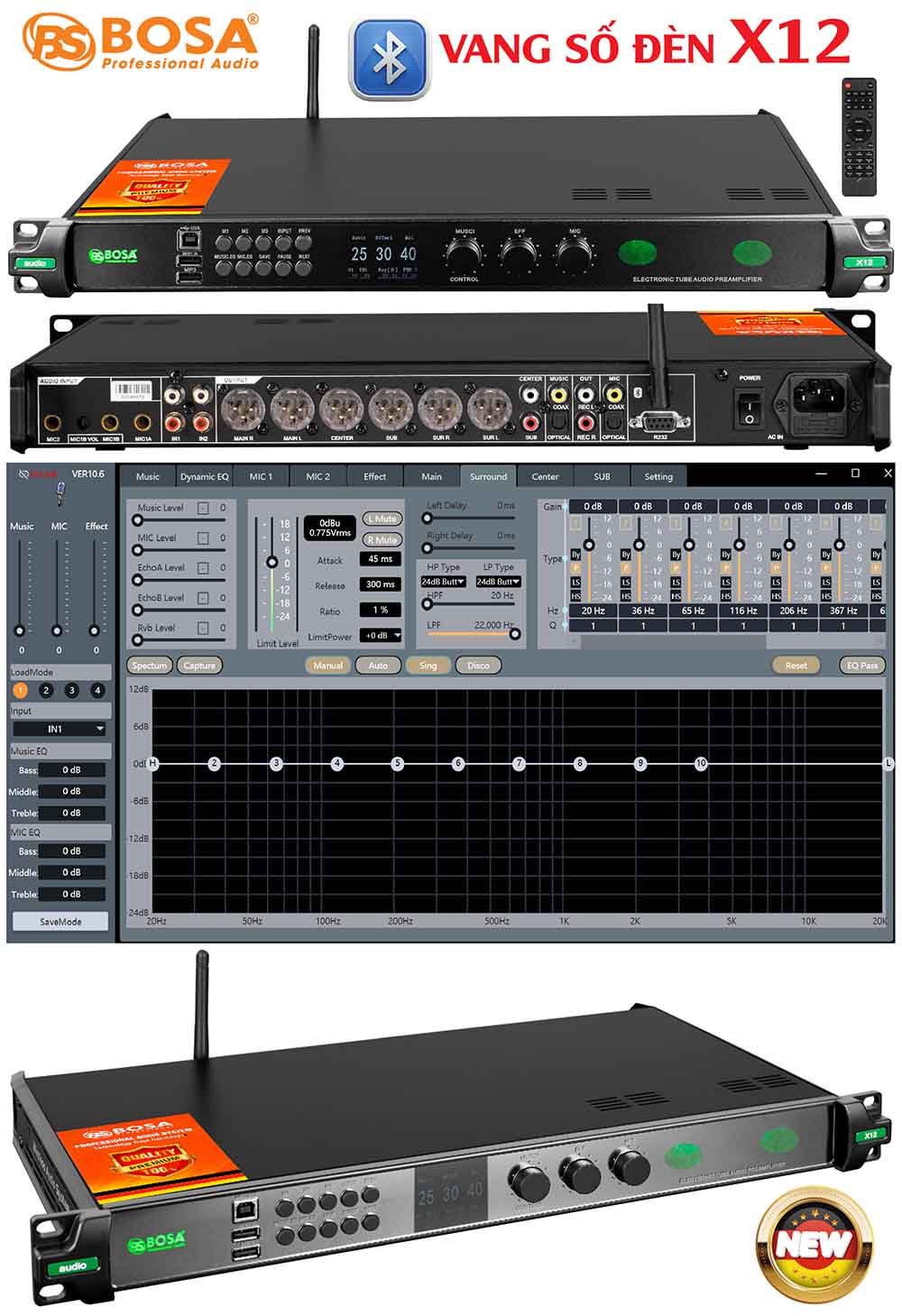 Vang số đèn bosa X12 (Bluetooth)