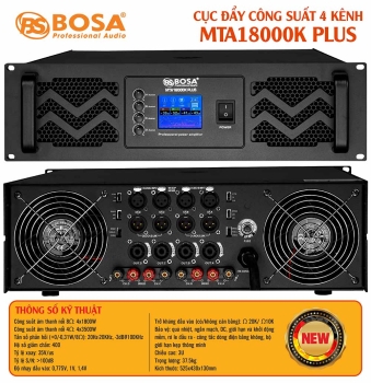 Cục đẩy công suất 4 kênh bosa MTA18000K PLUS