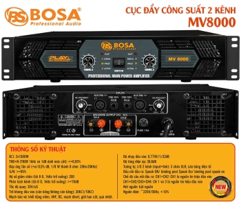 Cục đẩy công suất 2 kênh bosa MV8000